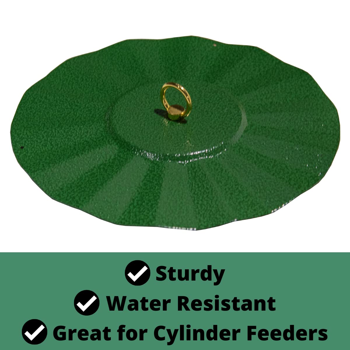 JCS Wildlife 9.5" Metal Rain Guard for cylinder feeders, sturdy and water resistant design.