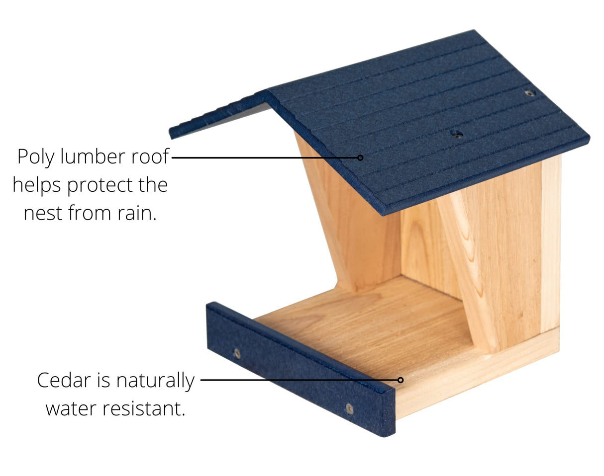 JCS Wildlife Modern Style Cedar Robin Roost with Poly Lumber Roof, featuring a protective roof and cedar construction.