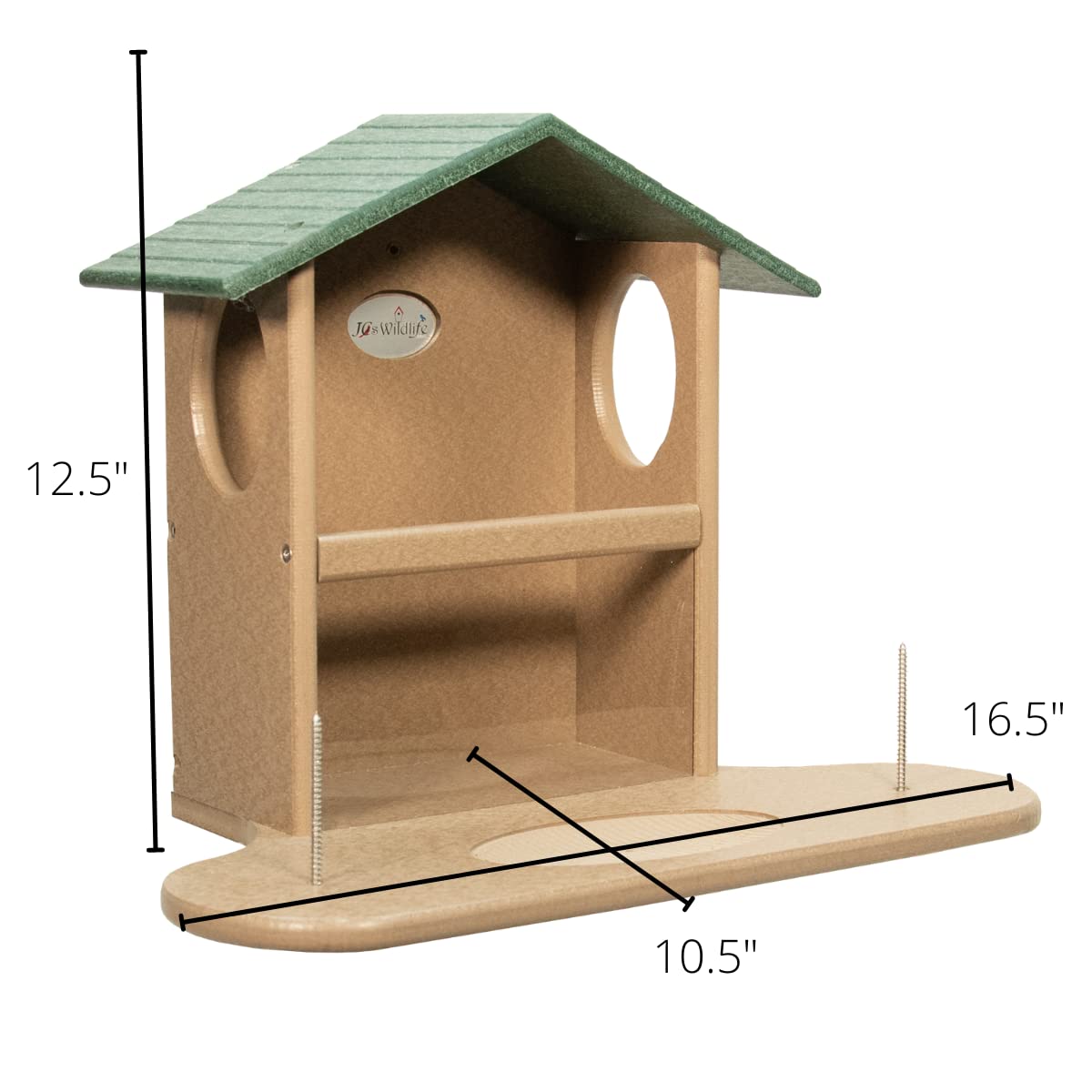 JCS Wildlife Squirrel Snack Station dimensions with eco-friendly design for feeding squirrels comfortably.