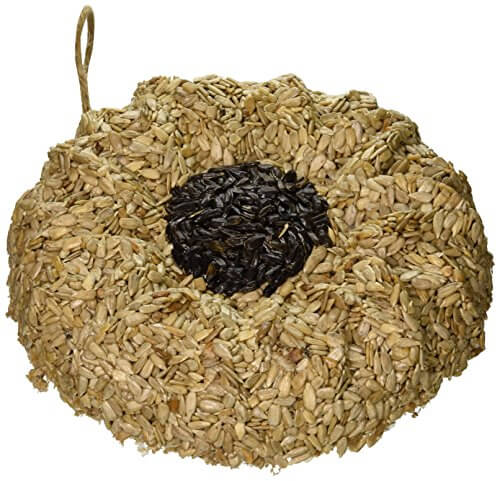 Pine Tree Farms sunflower seed wreath with sunflower hearts and black oil sunflower seeds for bird feeding.