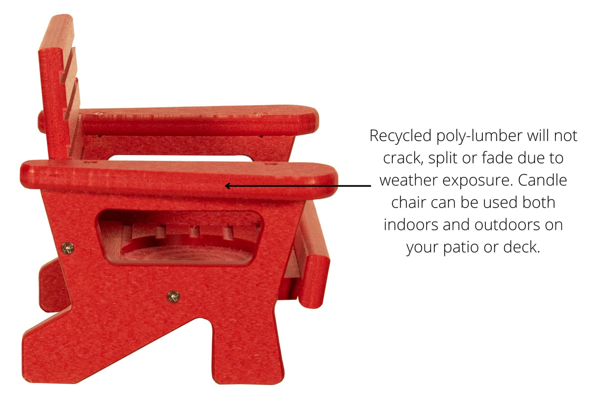 JCS Wildlife Mini White Adirondack Chair Candle Holder, durable recycled poly-lumber for indoor or outdoor use.