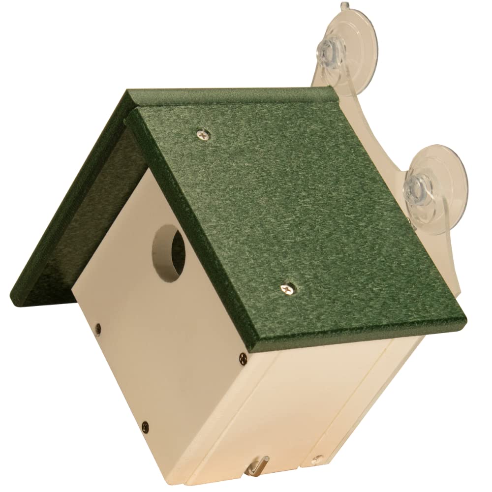 JCS Wildlife Recycled Poly Lumber Window-Mount Wren House designed for easy birdwatching and durable nesting.