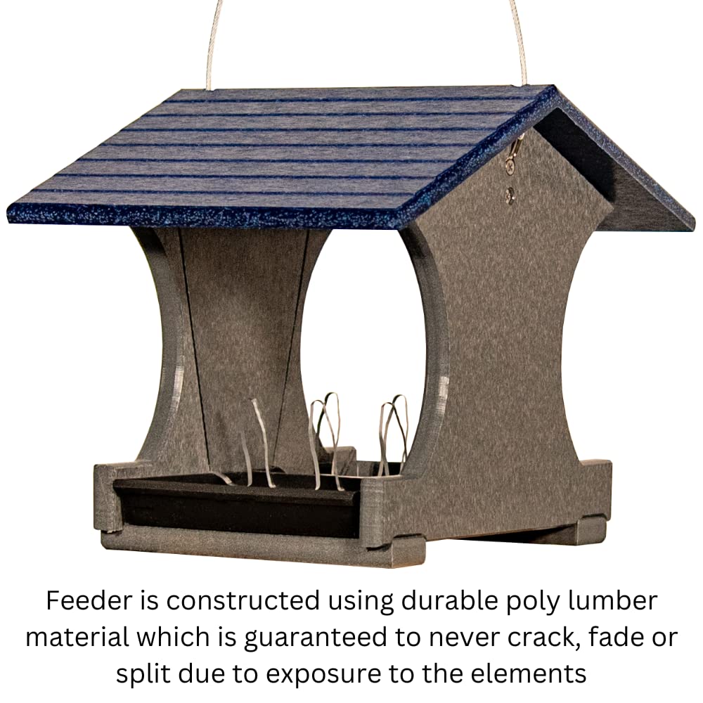 JCS Wildlife Small Hopper Bird Feeder made of durable poly lumber, perfect for gardens and weather-resistant.