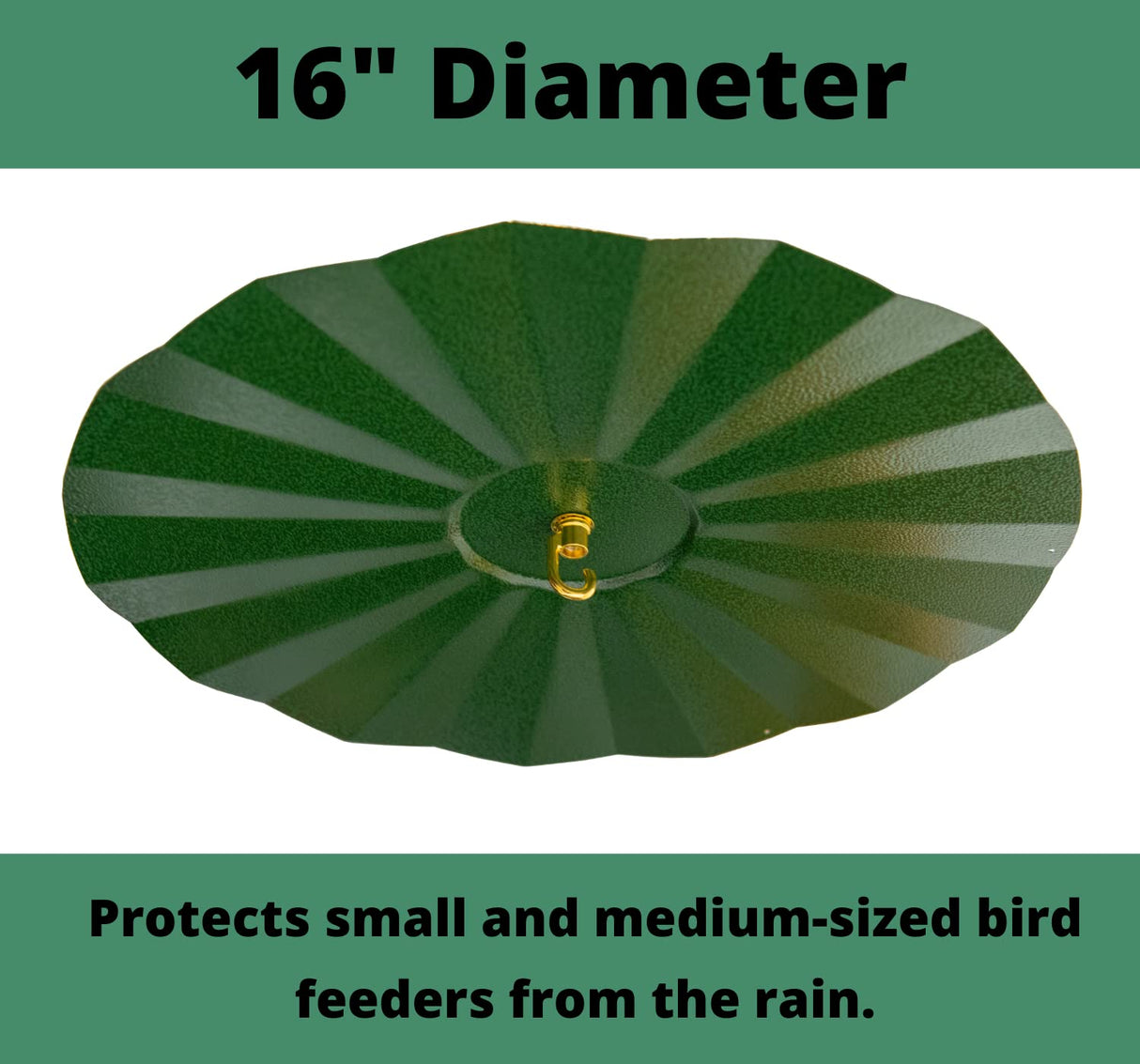JCS Wildlife 16" Rain Guard with hammered metal texture, protecting bird feeders from rain, 16" diameter design.