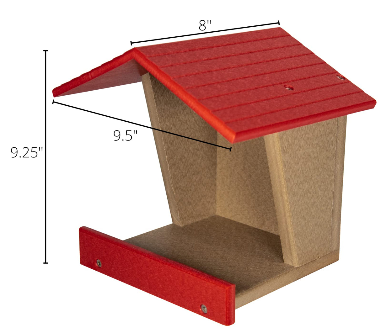 JCs Wildlife Modern Style All Poly Lumber Robin Roost with red roof, dimensions 9.5" W x 8" D x 9.25" H, easy to clean and install.