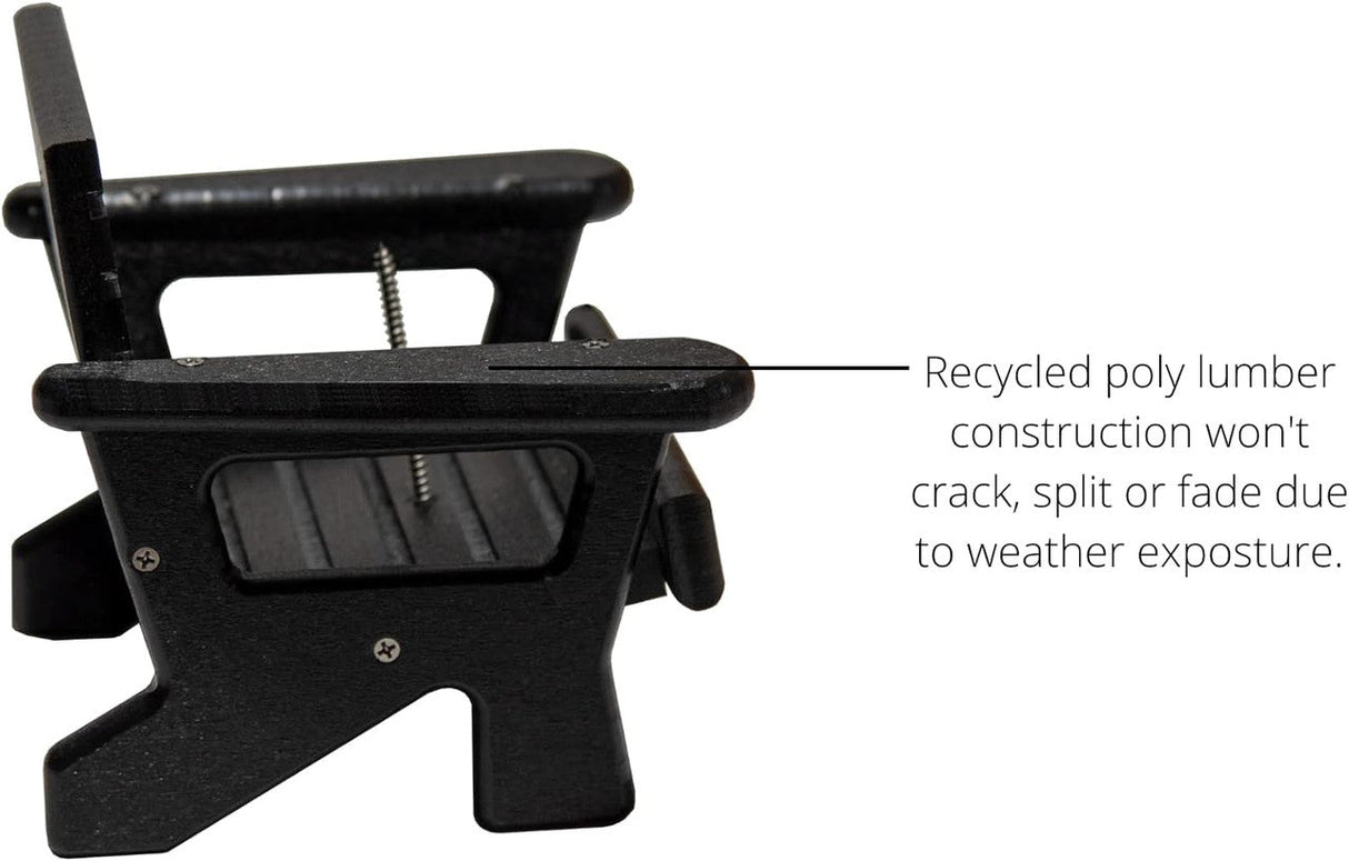 Side view of JCS Wildlife Black Squirrel Chair Feeder, made of durable recycled poly lumber for outdoor use.