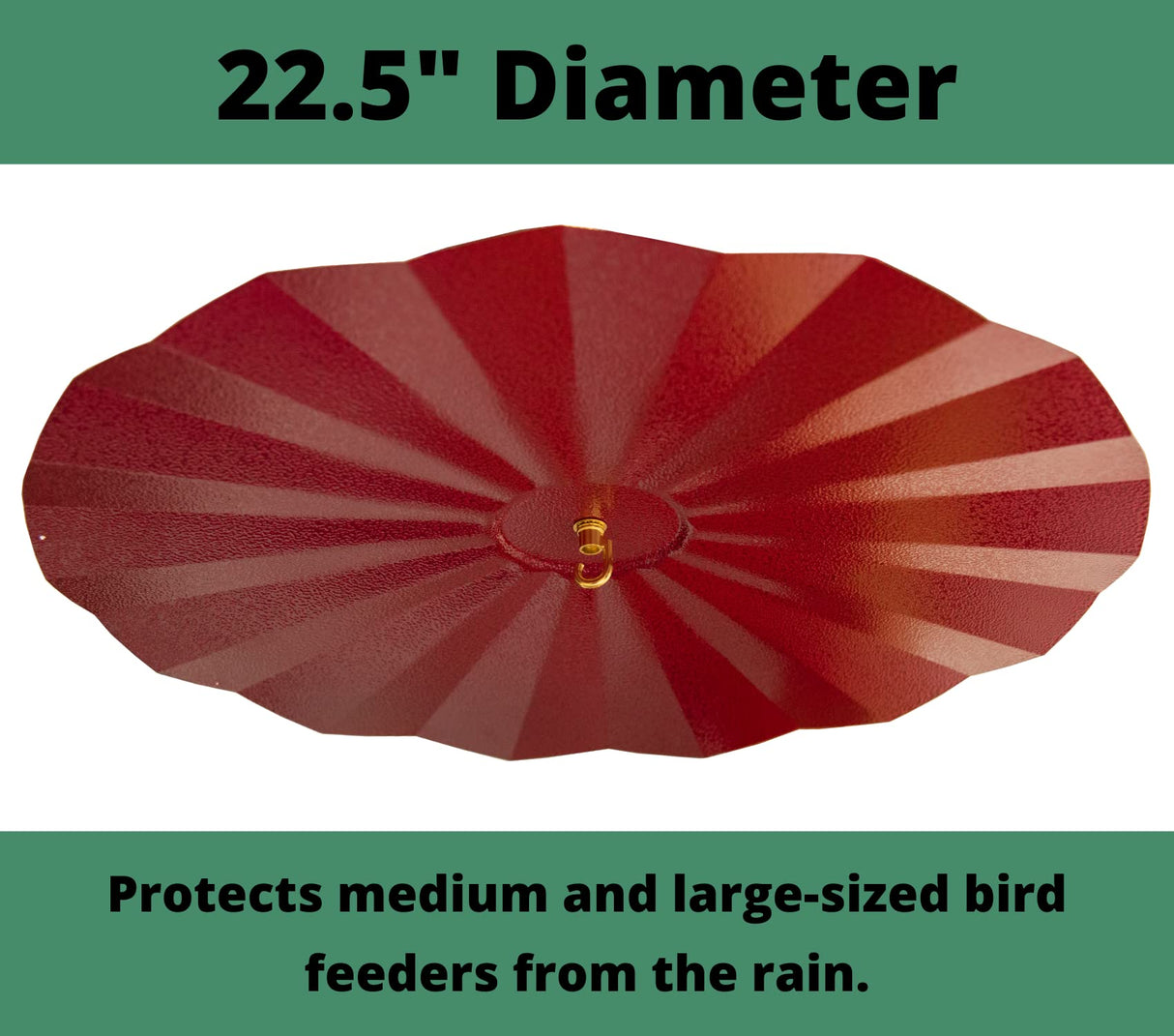 JCS Wildlife 22.5" Rain Guard with hammered metal texture, protecting bird feeders from rain.