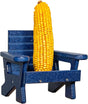 JCS Wildlife Black Squirrel Chair Feeder with dried corn cob, ideal for feeding squirrels.