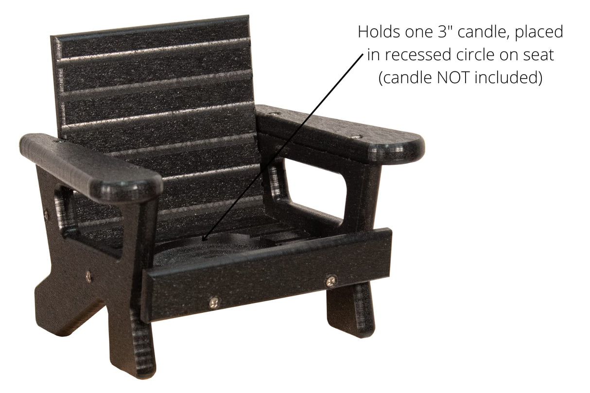 JCS Wildlife Mini White Adirondack Chair Candle Holder designed to hold one 3" candle, perfect for lake life decor.