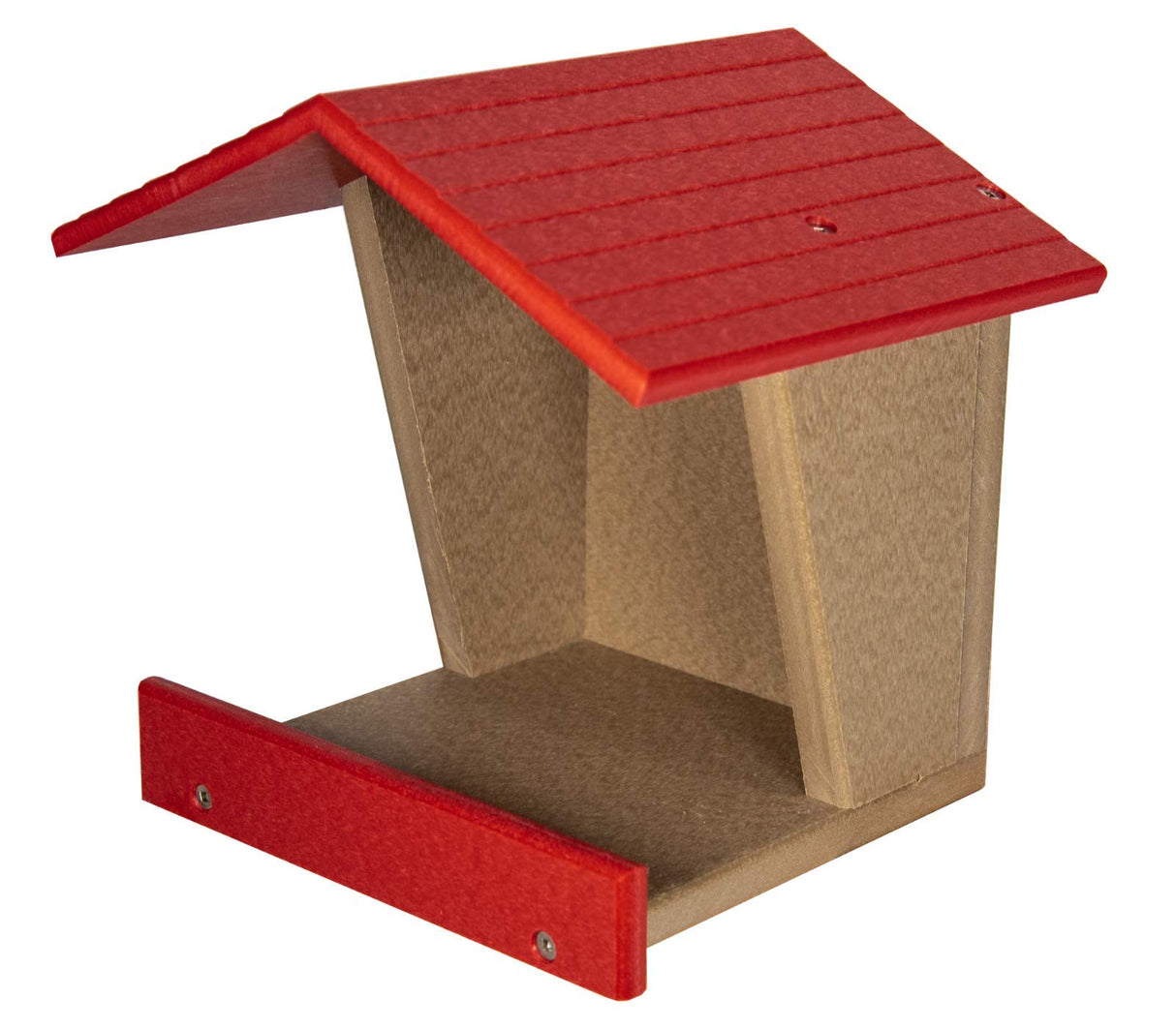 JCs Wildlife Modern Style All Poly Lumber Robin Roost with red roof, easy to install and made of recycled materials.