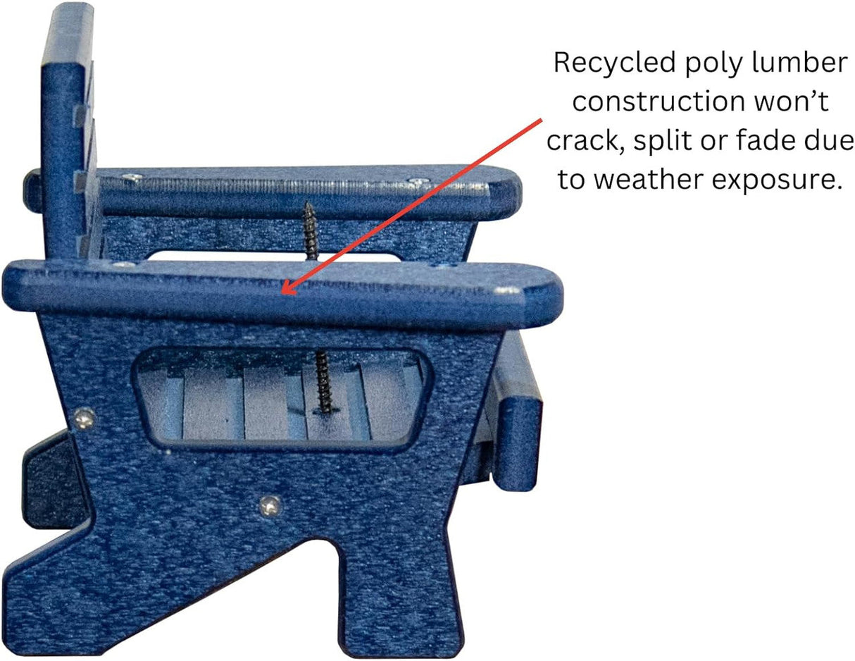 JCS Wildlife Black Squirrel Chair Feeder side view, showcasing durable recycled poly lumber construction.