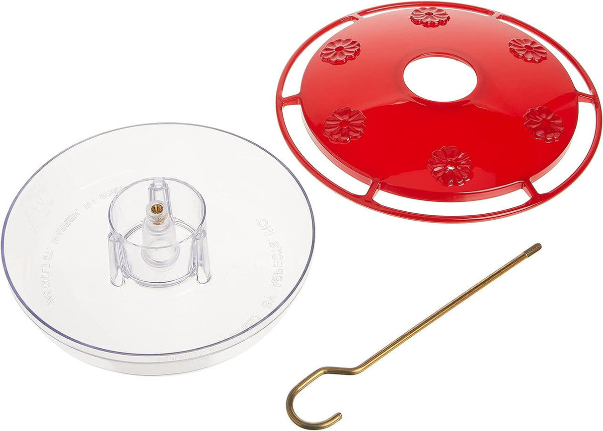 Aspects 143 HummZinger Excel Hanging Hummingbird Feeder parts including two saucers and a hanging hook.