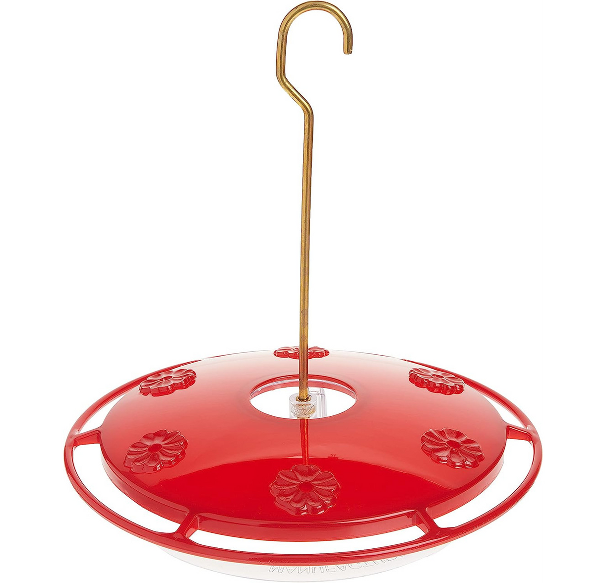 Aspects 143 HummZinger Excel Hanging Hummingbird Feeder with Ant Moat, red saucer design, 16 oz nectar capacity.