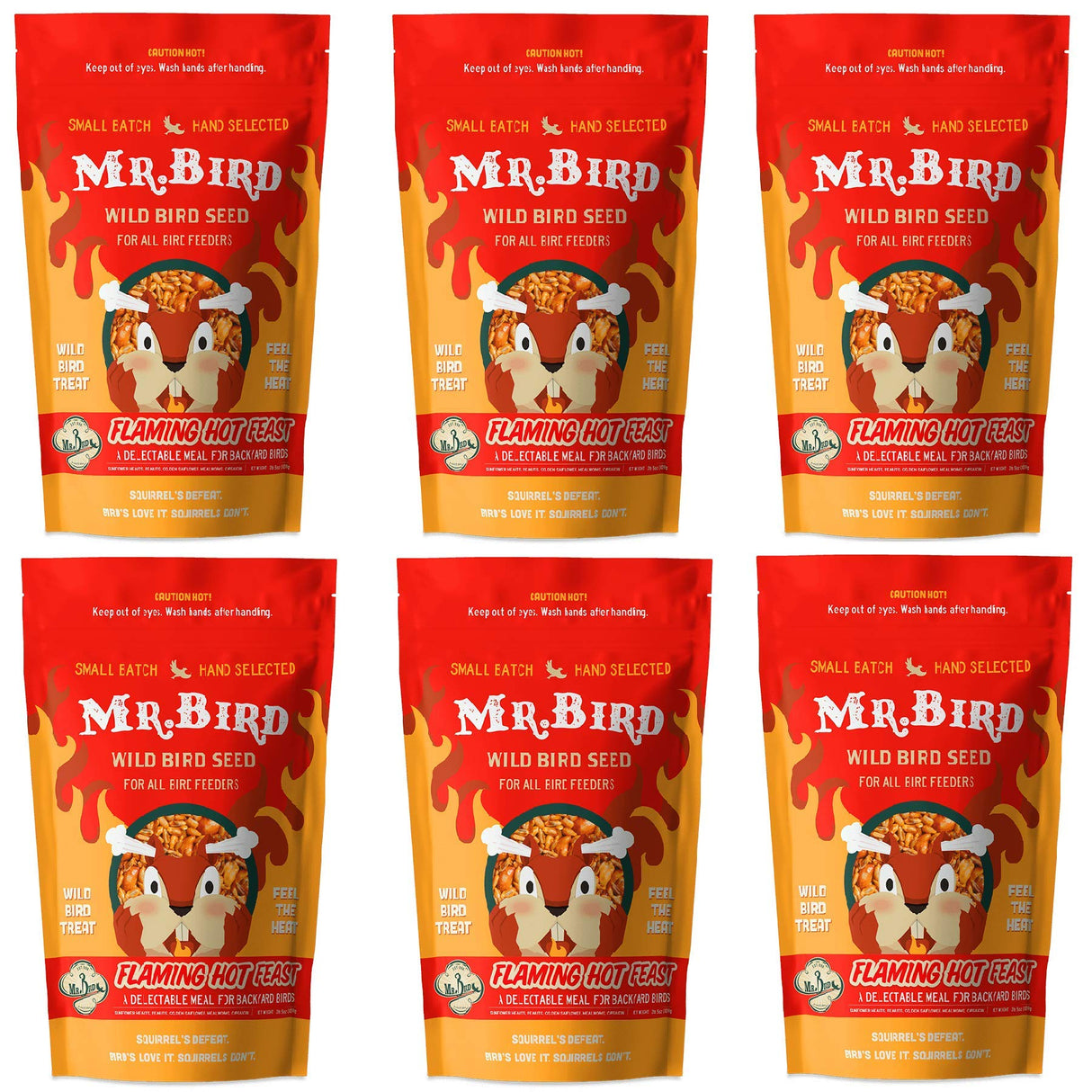 Mr. Bird Flaming Hot Feast Large Loose Seed Bag 4 lbs, ideal for wild birds and squirrel control.