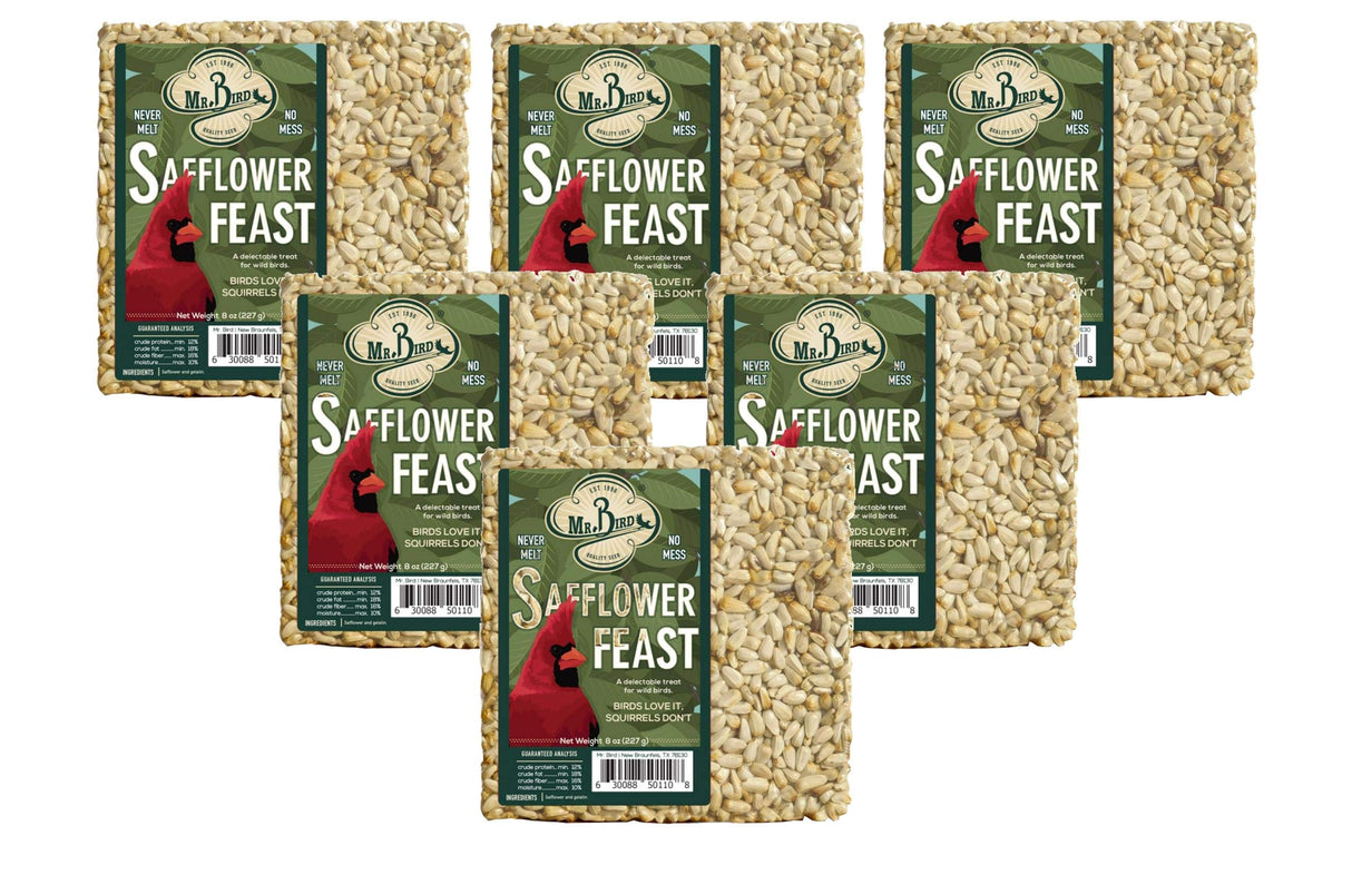 Mr. Bird Safflower Feast small wild bird seed cake 8 oz., perfect for attracting cardinals to your backyard.