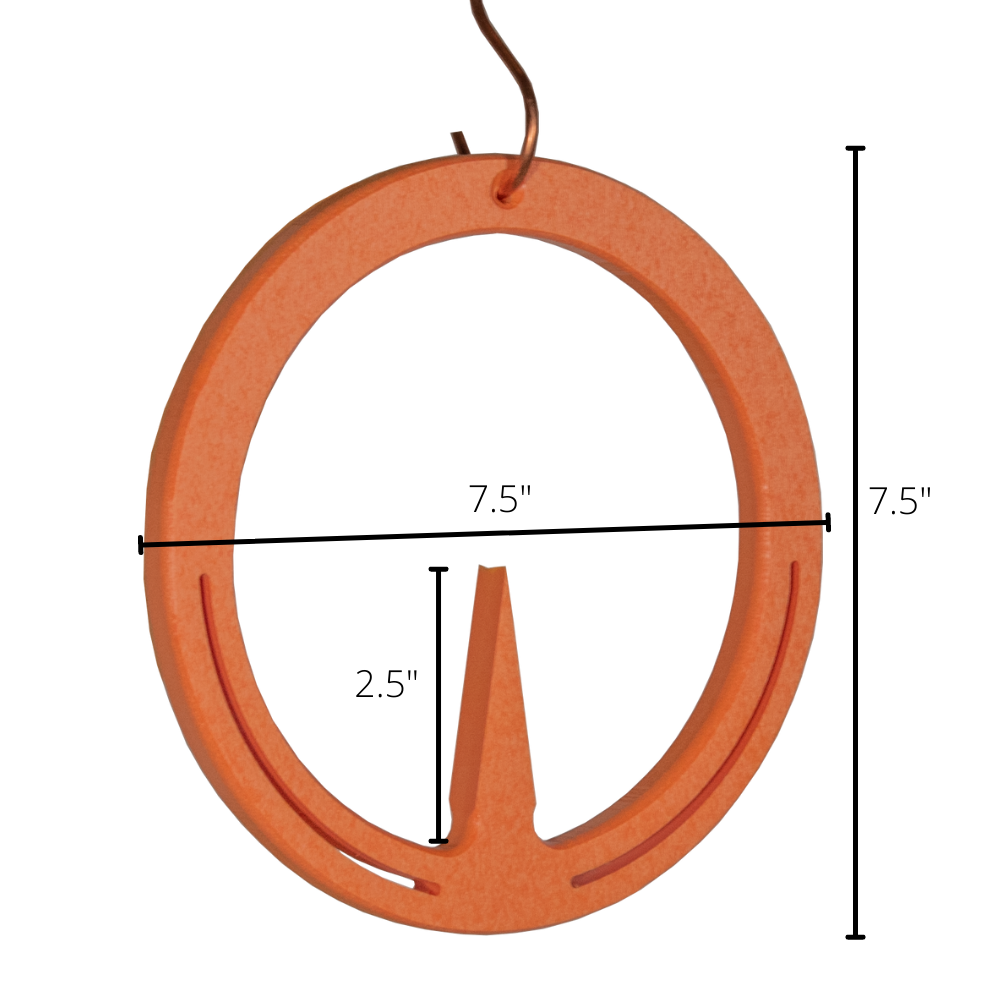 JCS Wildlife Spike Oriole Orange Fruit Feeder showing size dimensions, ideal for attracting orioles in any garden.