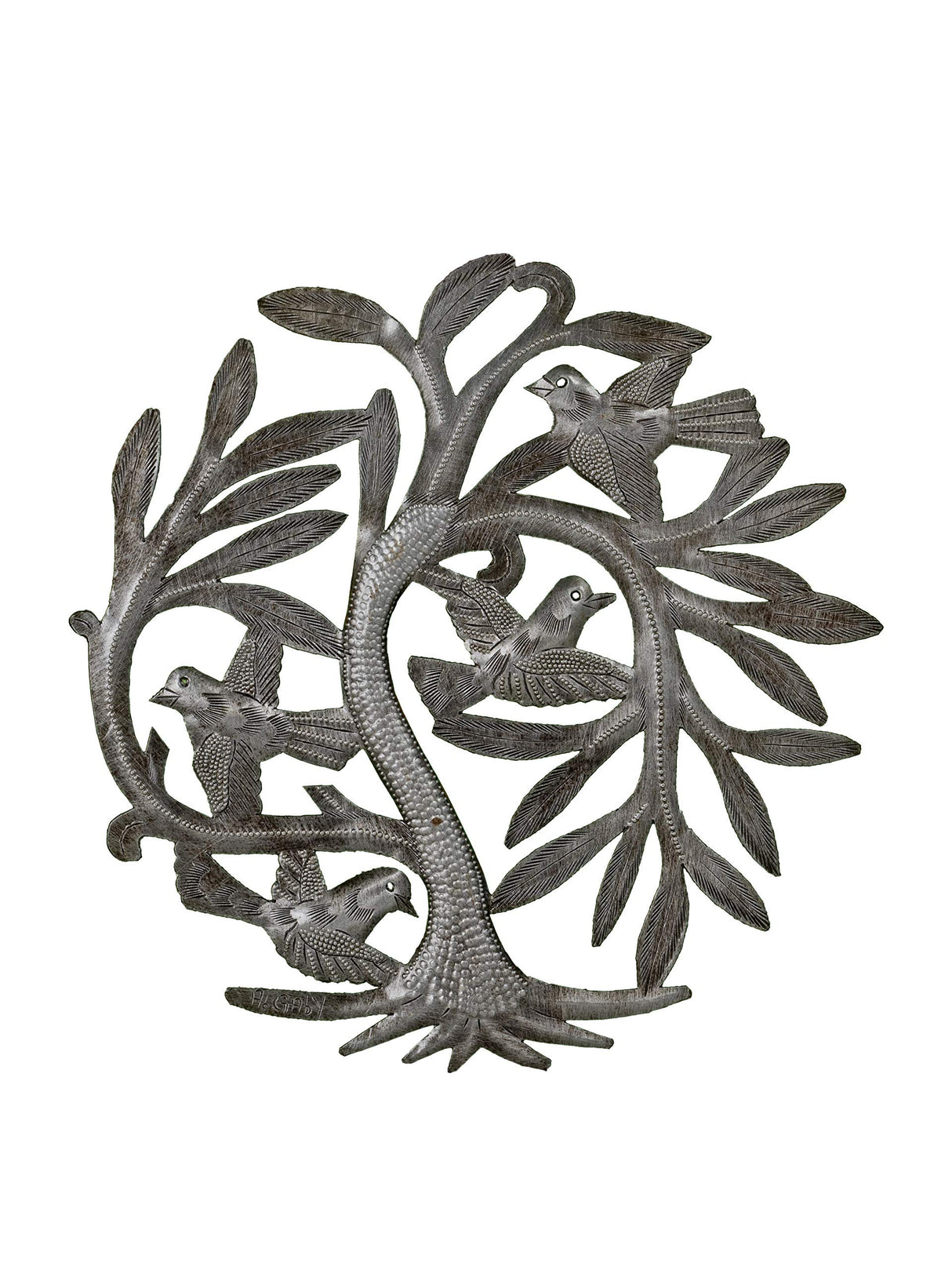 Beyond Borders Graceful Tree Collection - Handcrafted Haitian Wall Art with Birds and Tree Design