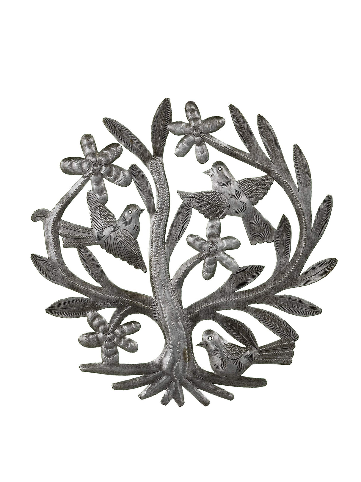 Beyond Borders Graceful Tree Collection - Set of Six Haitian Wall Art featuring handcrafted tree and birds design.