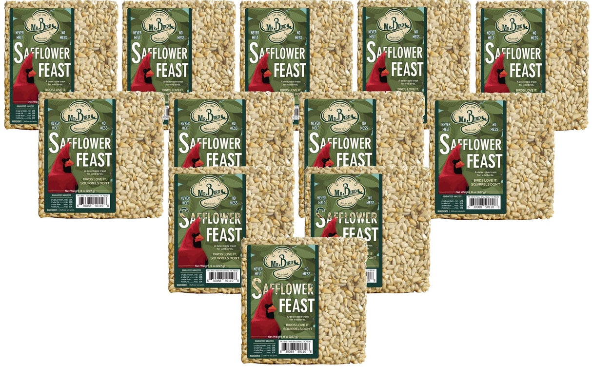 Mr. Bird Safflower Feast Small Wild Bird Seed Cake 8 oz. pack, ideal for attracting cardinals to your backyard.
