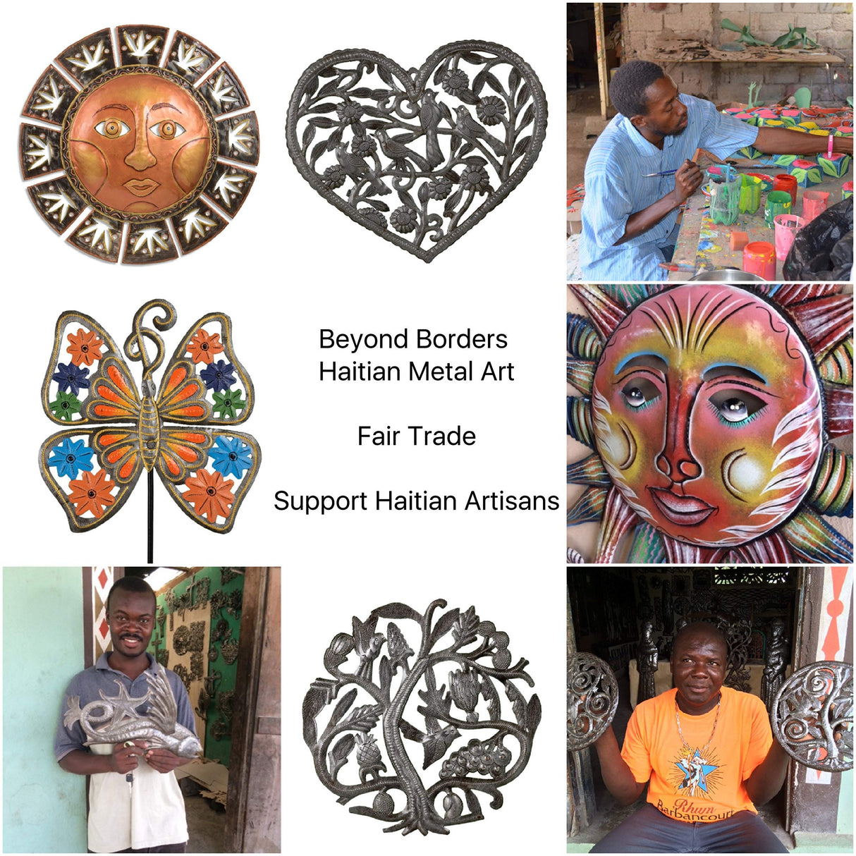 Beyond Borders Graceful Tree Collection - Set of Six Haitian Wall Art featuring handcrafted designs by local artisans.