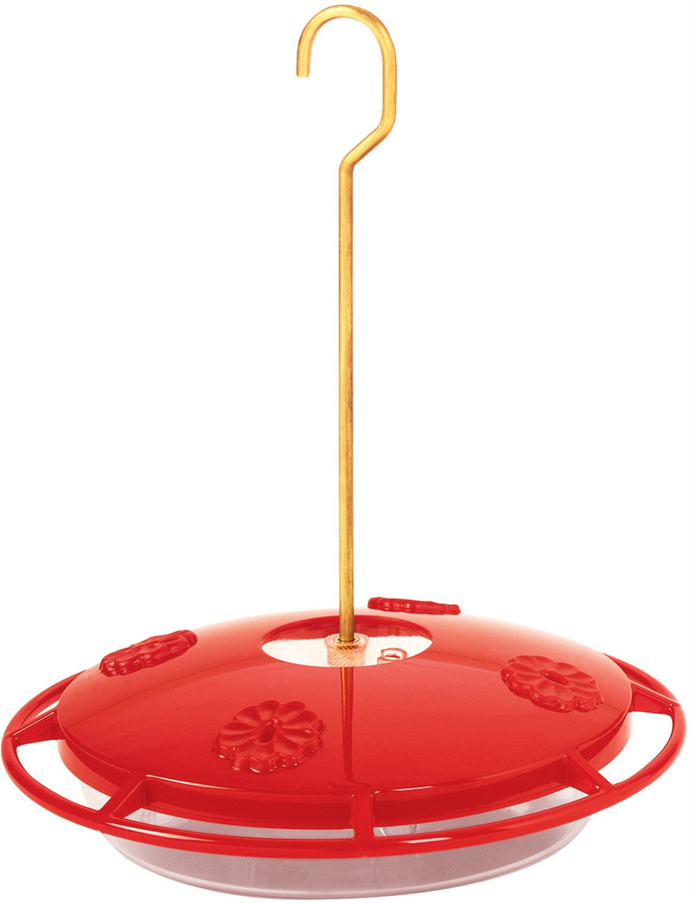 Aspects 367 Hummzinger Ultra Hummingbird Feeder, 12-ounce, red with ant-moat and Nectar-Guard tips for insects.