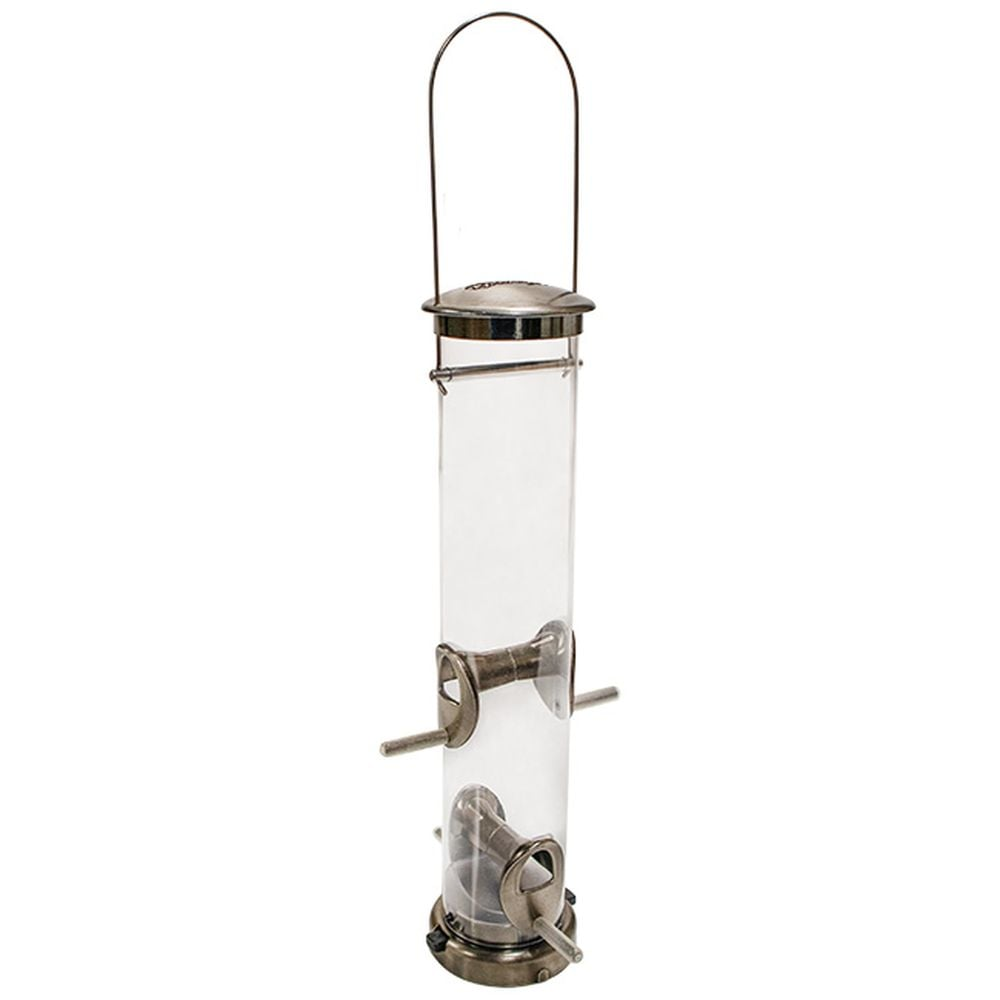 Aspects 392 Quick-Clean Seed Tube Feeder, Medium in brushed nickel finish, designed for durability and easy cleaning.