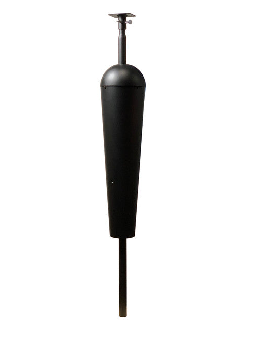 Squirrel Stopper Denali Squirrel Proof Mounting Pole System, black, with baffle design for bird feeders.