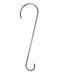 Product shot of a metal S-shaped hook with a smooth surface and subtle curves a simple design ideal for hanging items.