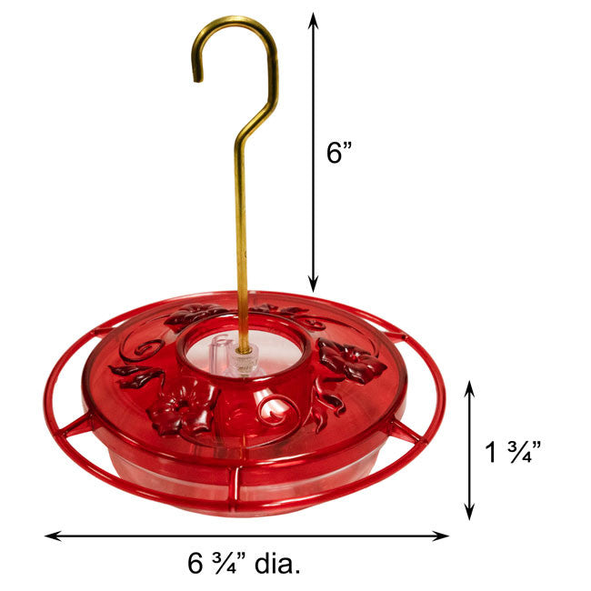 Aspects 382 HummZinger Little Fancy Feeder, 8-Ounce, Small with red cover and flower feeding ports.