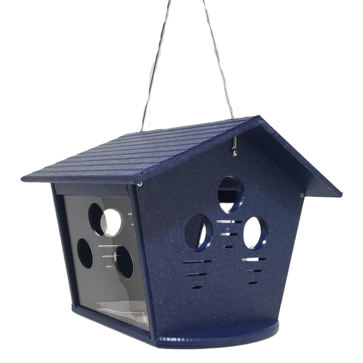 JCS Wildlife Ultimate Enclosed Bluebird Feeder with multiple holes for bluebirds and protection against bully birds.