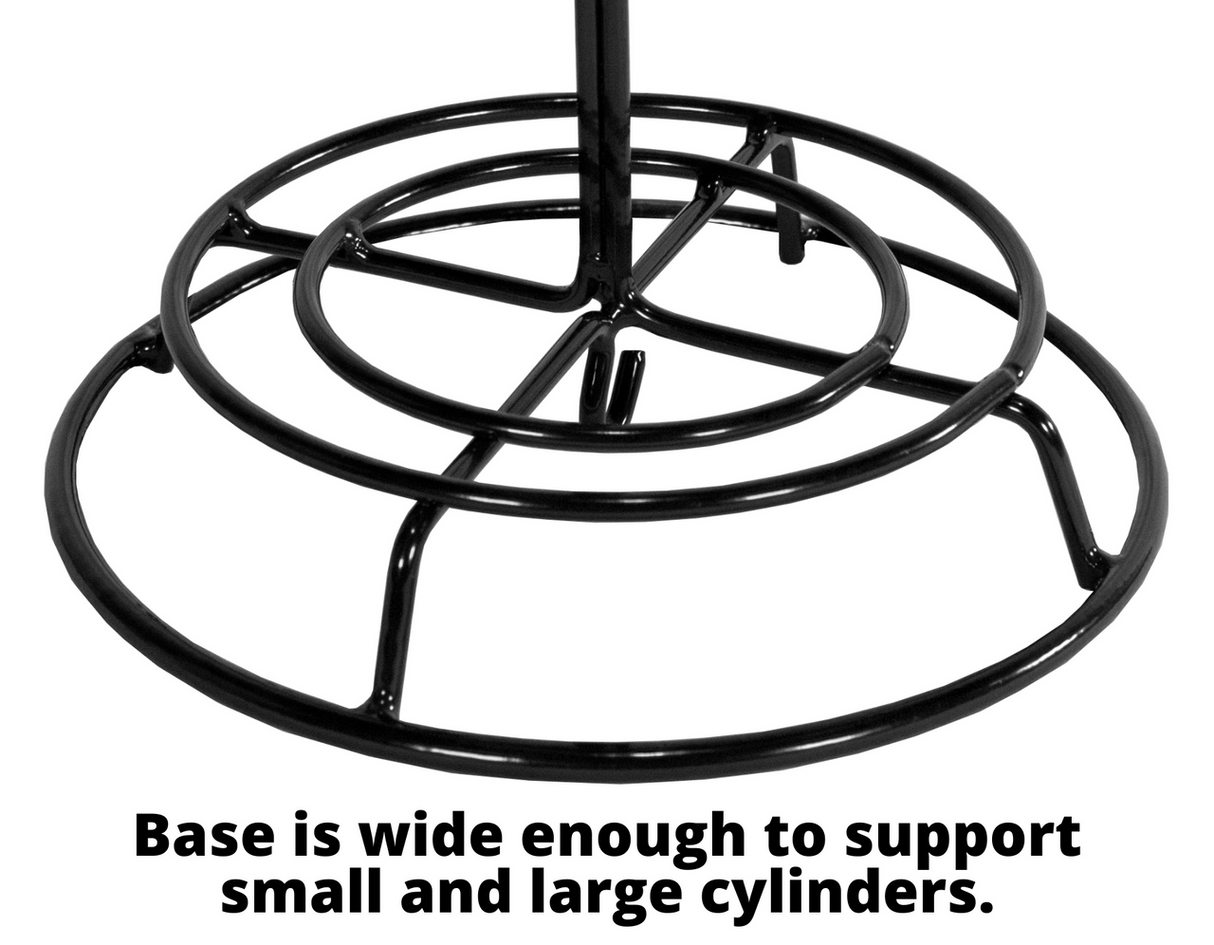 JCS Wildlife 16" Metal Rain Guard base supporting small and large seed cylinders.