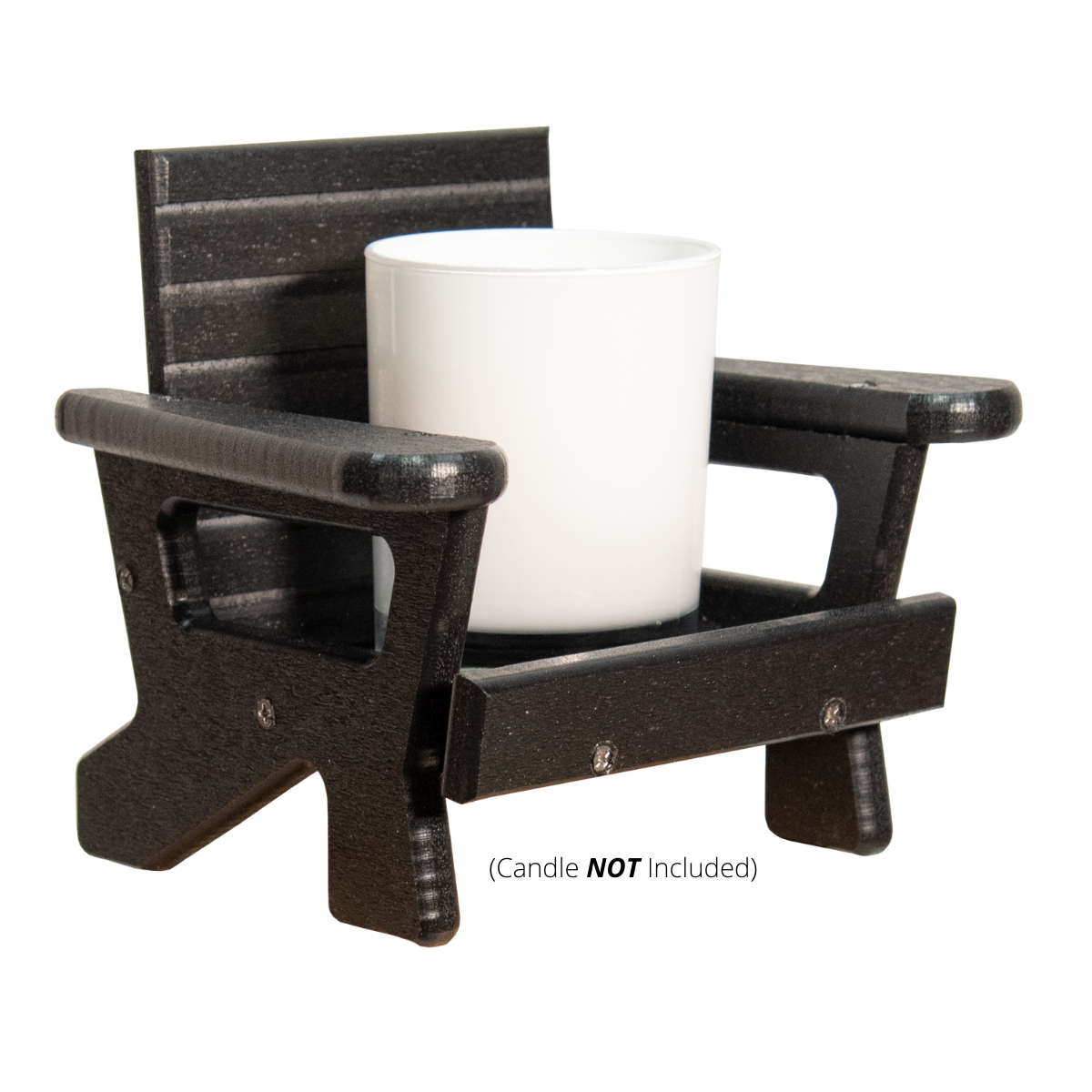 JCS Wildlife Mini White Adirondack Chair Candle Holder with a white candle, ideal for lake life decor.