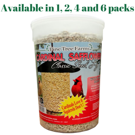 Pine Tree Farms Safflower Classic Seed Log 62 oz, available in 1, 2, 4, and 6 packs for attracting wild birds.