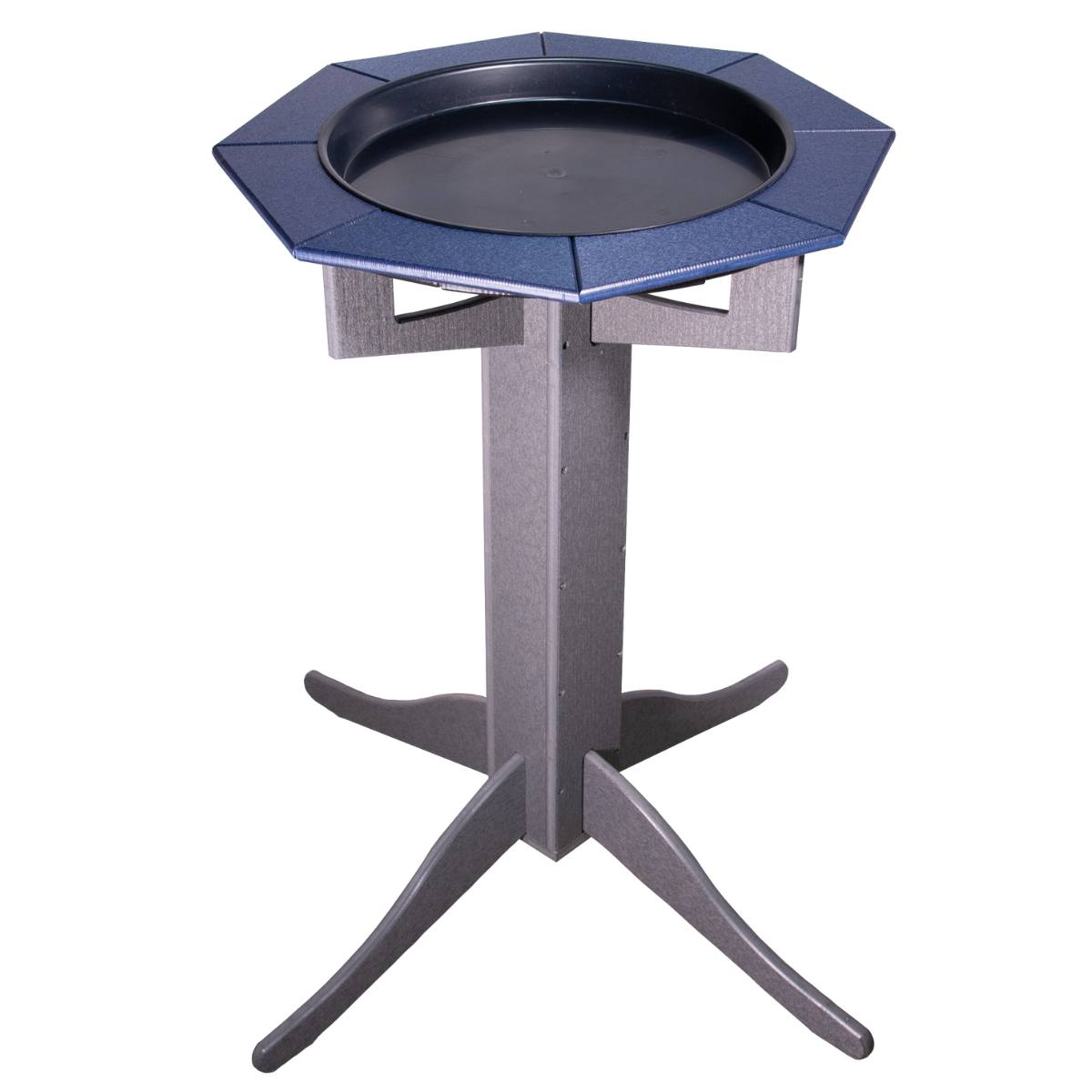 JCS Wildlife Poly Lumber Gray Pedestal Garden Bird Bath with durable design and removable bowl for easy cleaning.