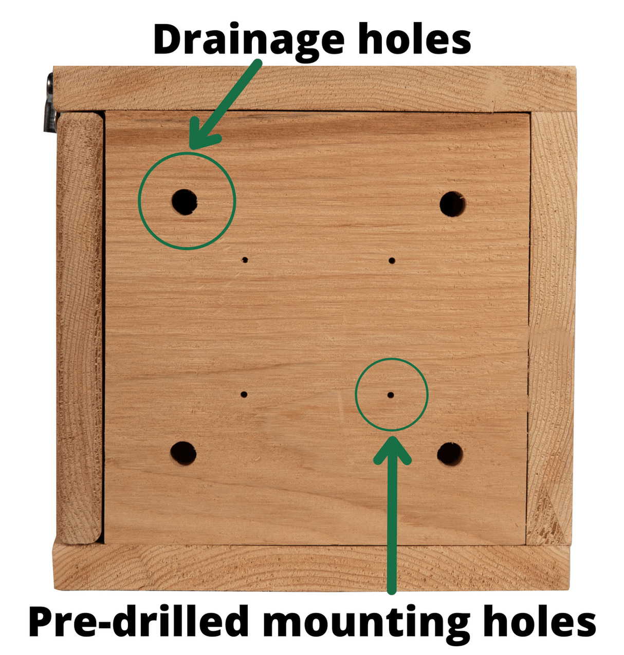 JCS Wildlife Cedar Wood Duck House with drainage and pre-drilled mounting holes for easy installation and maintenance.