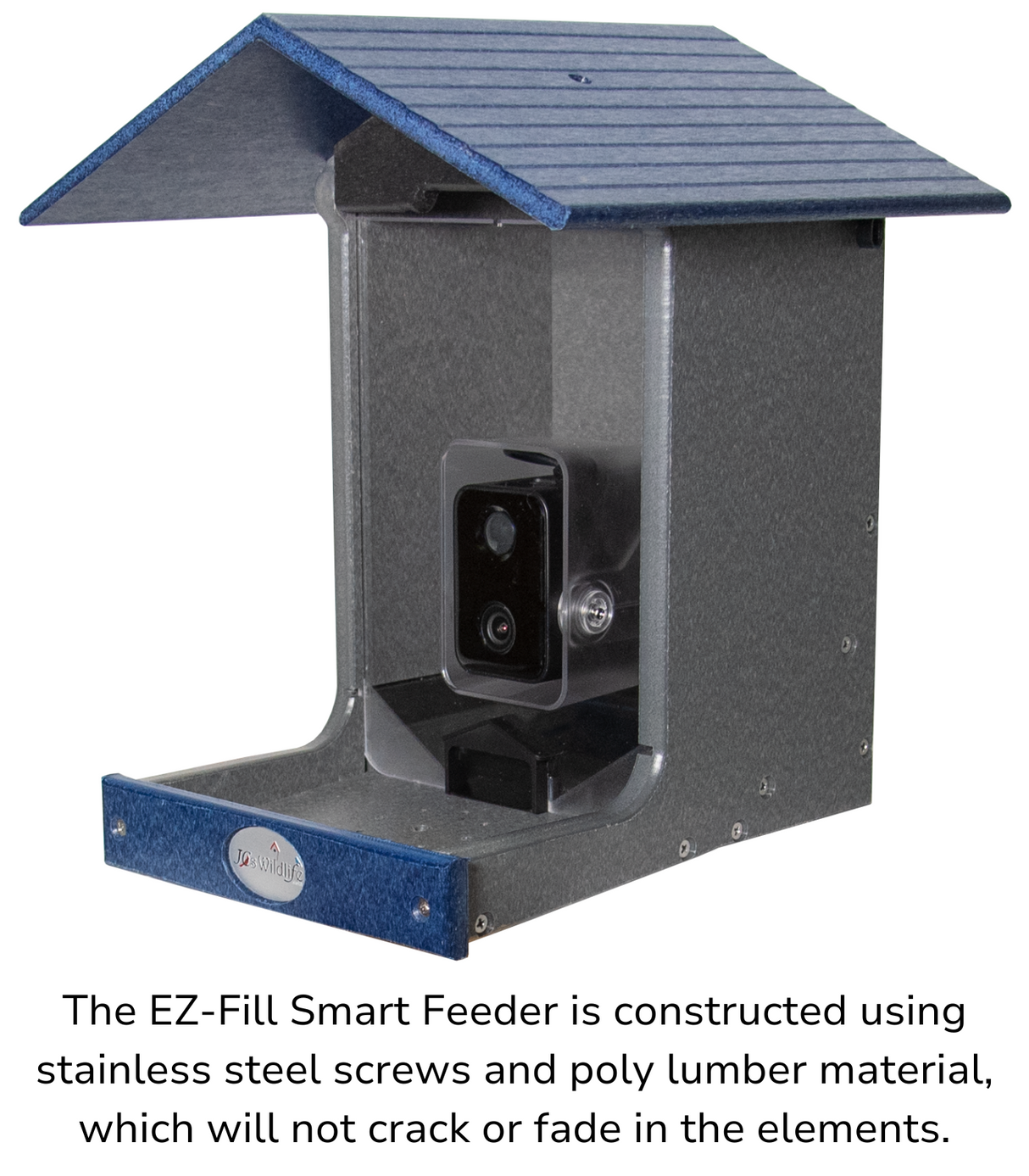 JCS Wildlife E-Z Fill Smart Bird Feeder with WiFi camera, solar panel and durable construction.