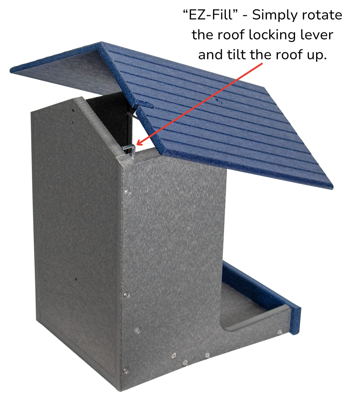 JCS Wildlife E-Z Fill Smart Bird Feeder with easy roof access for convenient filling.