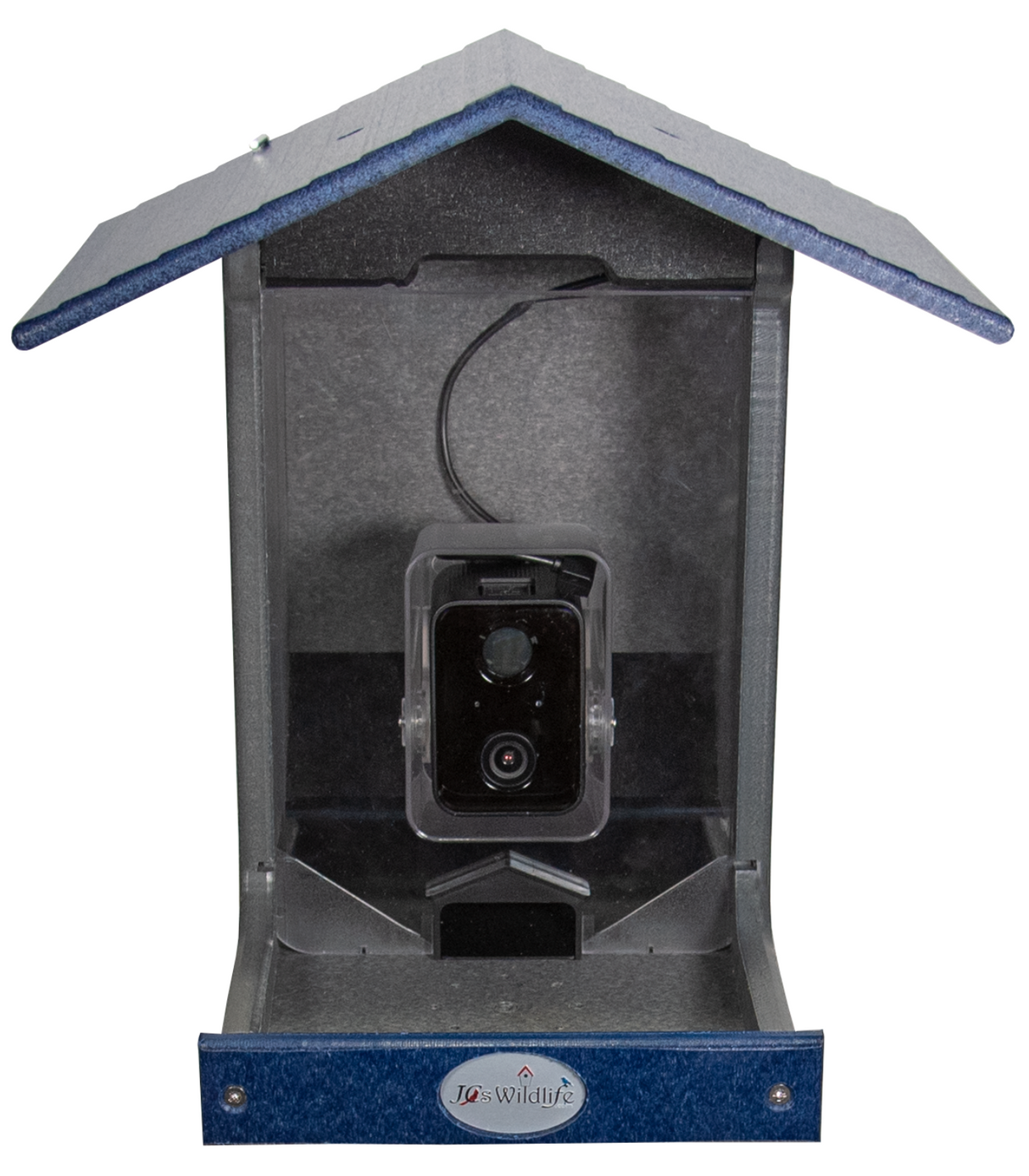 JCS Wildlife E-Z Fill Smart Bird Feeder with WiFi camera and solar panel, designed for smart birdwatching.