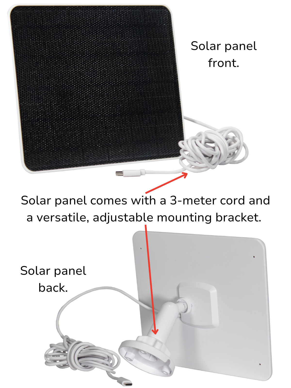 JCS Wildlife solar panel for E-Z Fill smart bird feeder, featuring adjustable bracket and 3-meter cord.