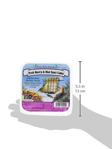 Fruit Berry & Nut Suet Cake by Pine Tree Farms, 12 oz, wild bird food with berries, nuts, and seeds.