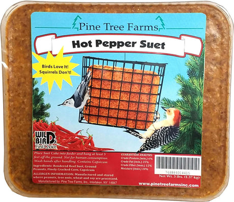Pine Tree 1441 Hot Pepper Suet Cake, 3-Pound for birds, deters squirrels, energy source, made with beef suet and capsicum.