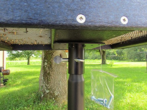 Close-up of Metal Mounting Flange for 1-inch poles with included screws, designed for bird feeders and houses.