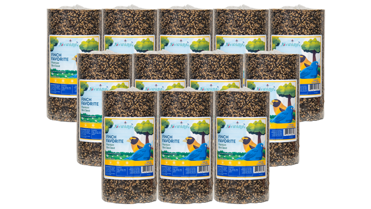 JCS Wildlife Finch Favorite Premium Bird Seed Small Cylinder for attracting finches with high-oil thistle seeds.