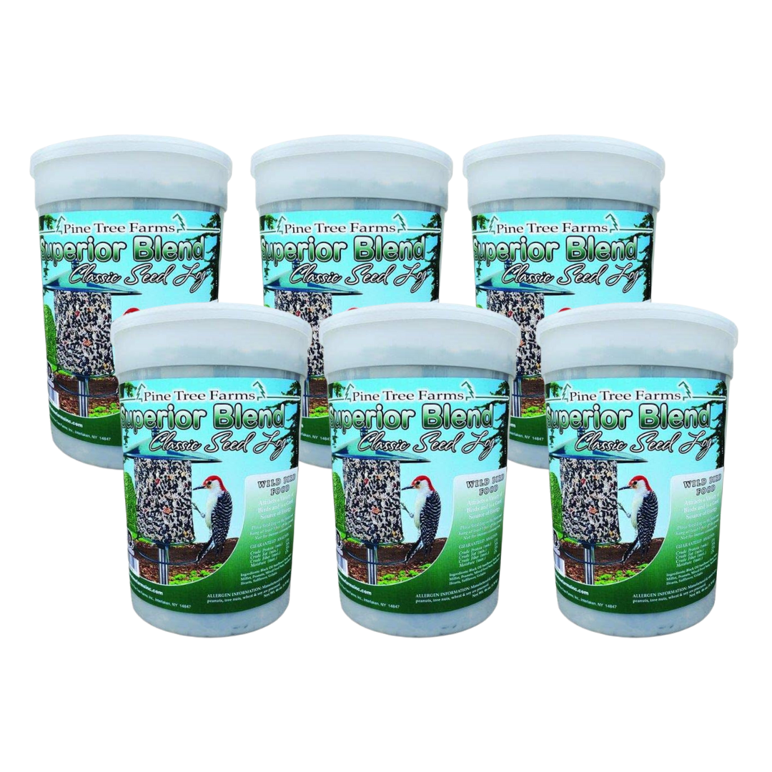 Pine Tree Farms Superior Blend Classic Seed Log 68 oz, 6-pack, perfect for attracting a variety of birds. Year-round feeding.