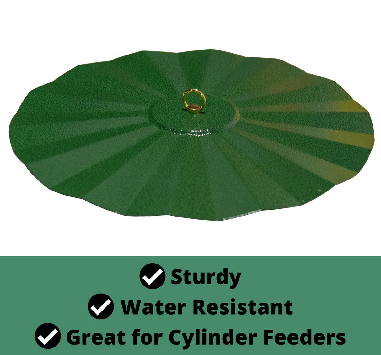 JCS Wildlife 16" Rain Guard with hammered metal texture, sturdy and water-resistant design for bird feeders.