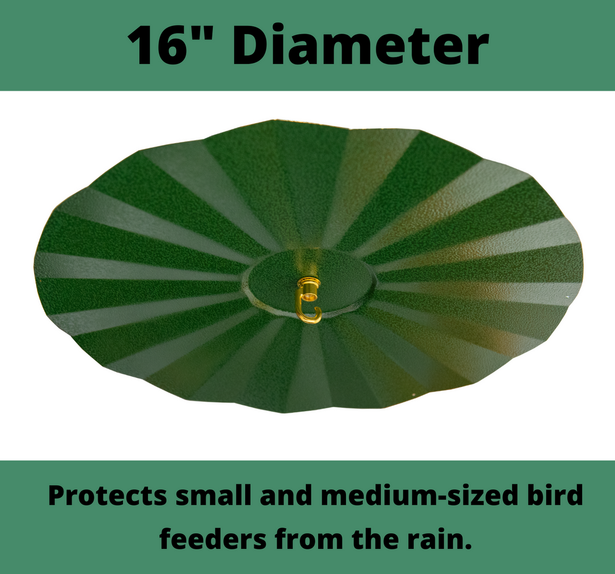 JCS Wildlife 16" Rain Guard protects bird feeders with a hammered metal texture and 16" diameter from rain.