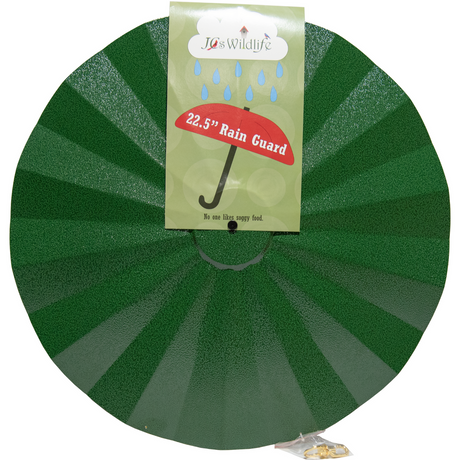 JCS Wildlife 22.5" Rain Guard in green with striped texture; protects bird seed from rain and moisture.