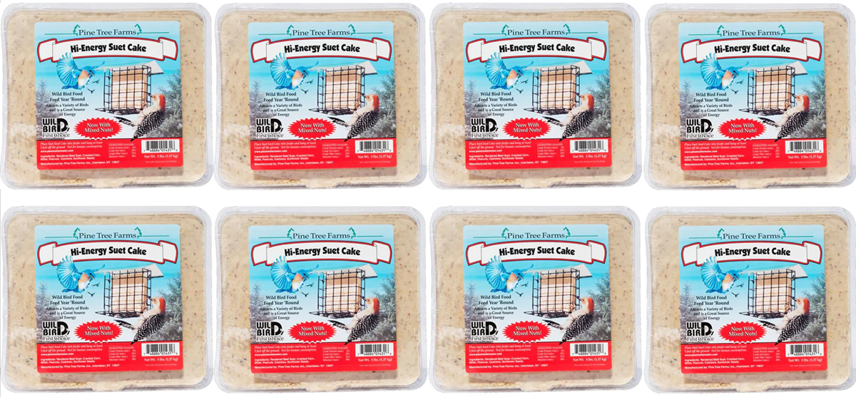 Pine Tree Farms Hi-Energy Suet Cake 3 Pounds, bird food packs for attracting wild birds, rich in nutrients.