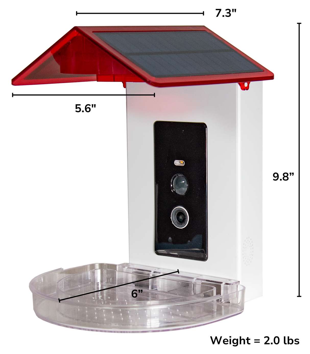 JCS Wildlife Smart 2-in-1 Hummingbird Feeder with solar panel and built-in camera dimensions