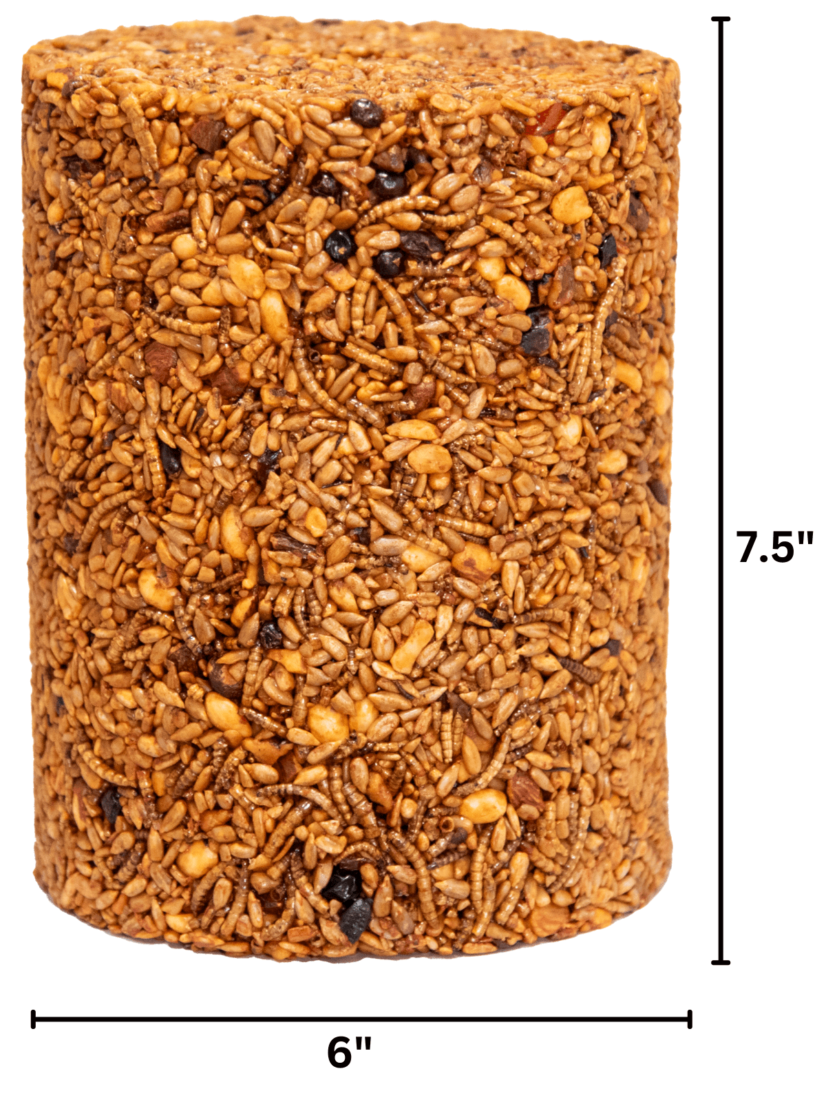 JCS Wildlife Squirrel Stopper Bugs Nuts & Berries Large Cylinder, 3.8lbs, 6" x 7.5" feeding block for squirrels.